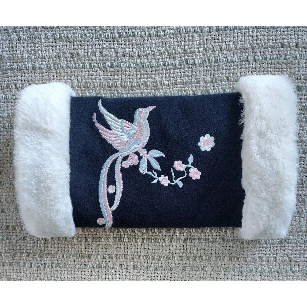 Hanfu Costume Warm Hand Cuff Womens Sleeve Winter Fur Sleeve Embroidery Bird